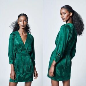 SMYTHE  Y-Front mini dress jacquard dress in emerald green